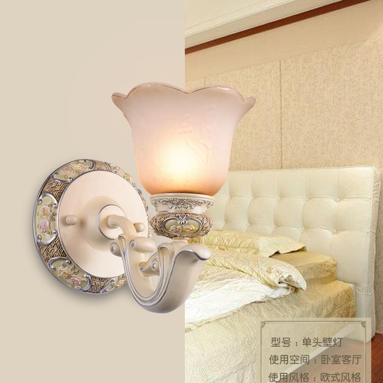 1 hoofdbloemmuurlicht traditionele roze opaline glazen wand gemonteerde lamp voor salon