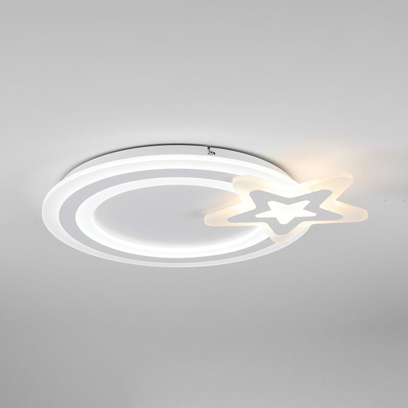 Plafonnier LED en forme de cercle de Style Simple, plafonnier blanc en acrylique avec étoile, idéal pour un hôtel de maternelle