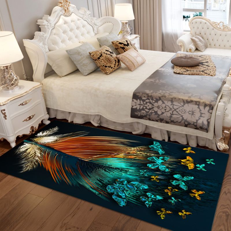Gold Modern Rug Polyester Animal Rug Non-Slip Backing Rug for Living Room