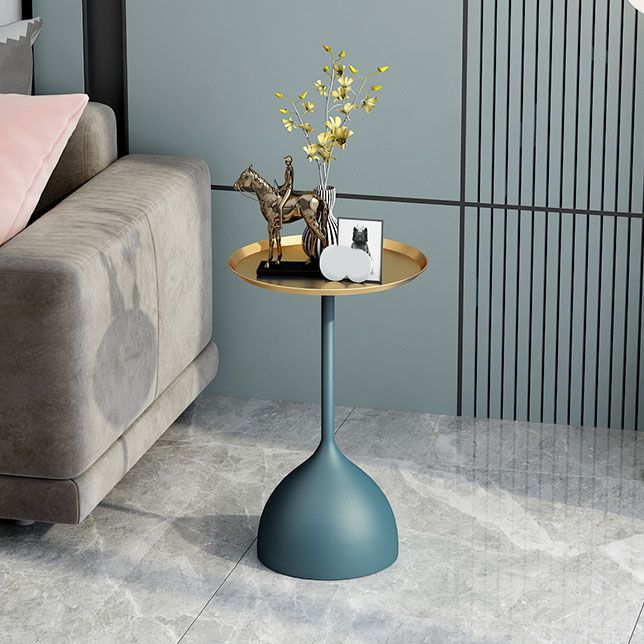 Mid-century Modern 24 " Tall Iron Pedestal End Table Round Tray Top Side Table