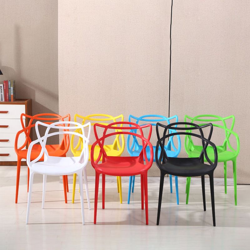 Contemporary Style Dining Armchair Plastic Open Back Dining Chair