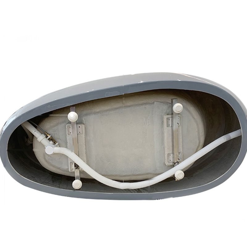 Modern White Ellipse Acrylic Bathtub Freestand Soaking Bathtub with Drain Bath Tub
