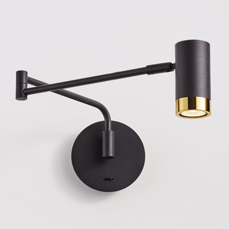 Media de metal Cilindro Swing Swing Arm Lighting Estilo moderno 1 Lámpara de plataforma de luz