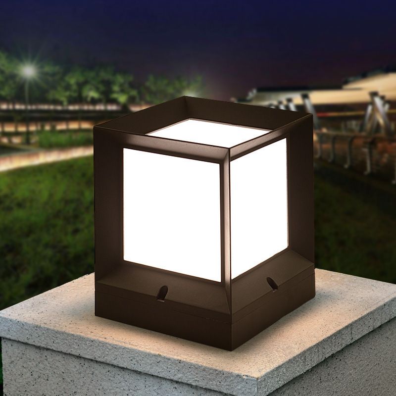 Rectangle Shape Pillar Lamp Metal Waterproof Outdoor Light for Garden