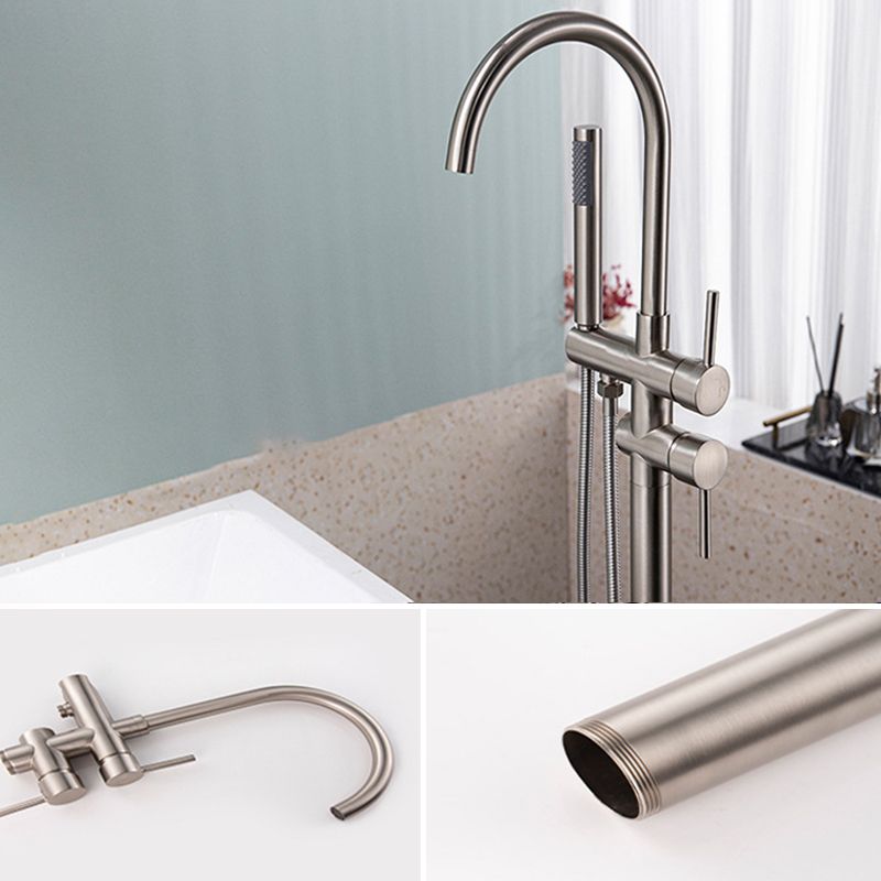 Modern Floor Mounted Metal Freestanding Tub Filler Freestanding High Arc Tub Filler Trim