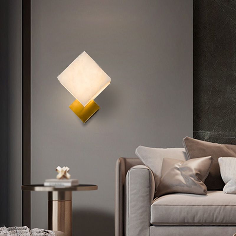 Metal Square Shape Wall Lighting Modern Style 1 Light Wall Light Sconce in Gold