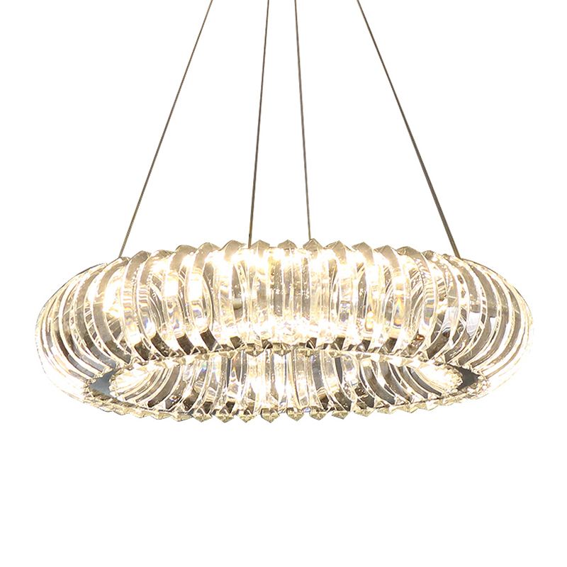 Clear Crystal Donut Posting Lighting Minimalismo Minimalismo Comedor LED Hanging Chandelier