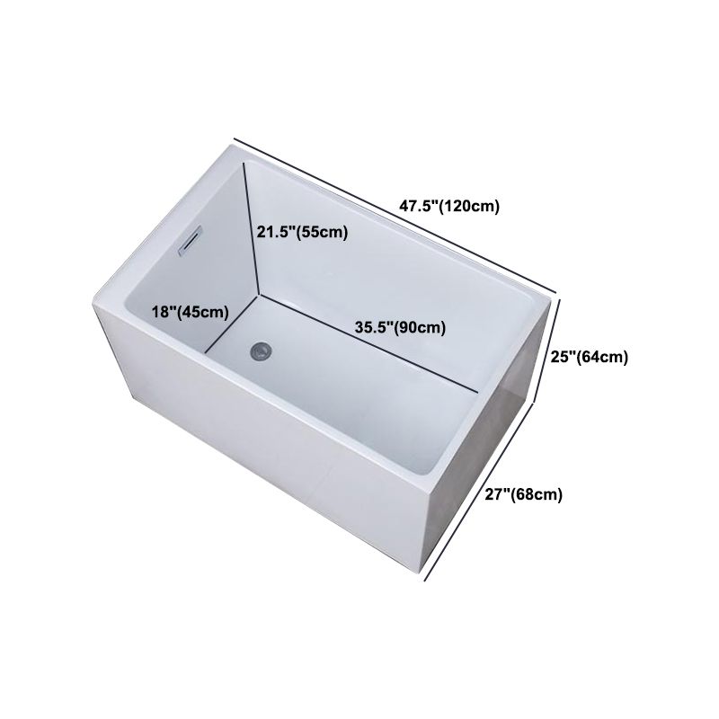 White Acrylic Alcove Bath Tub Rectangular 25" H Bathtub for Home (Without Faucet)