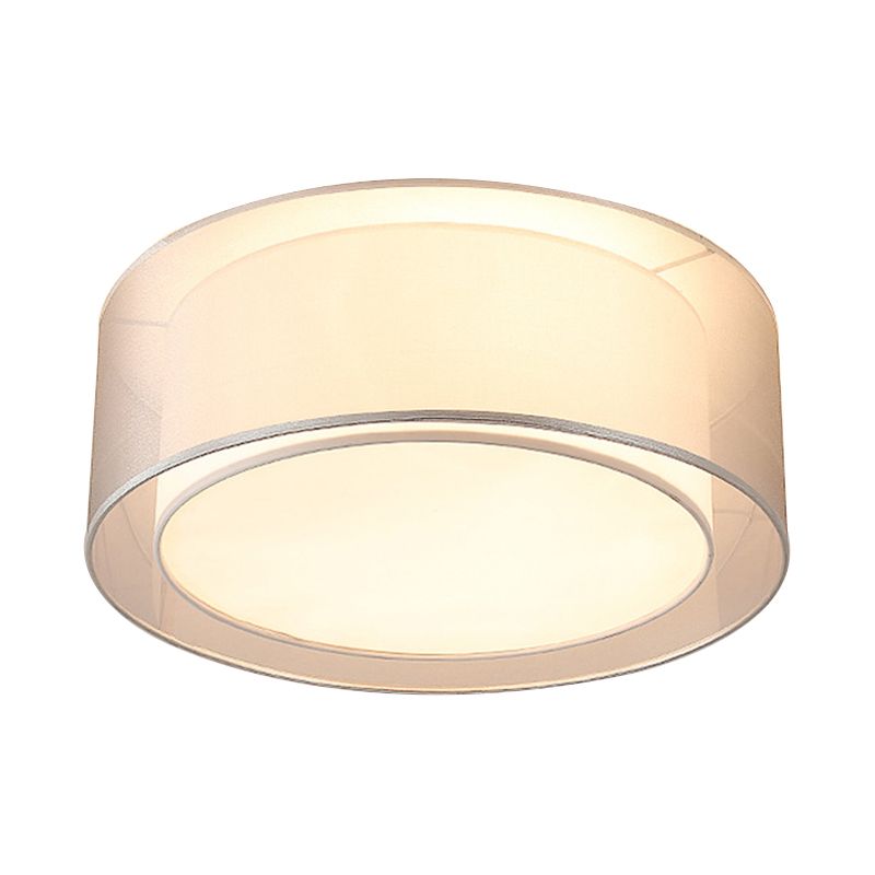 18"/19.5" Wide Drum Fabric Flush Mount Modernist 4 Lights Silver/Coffee Flush Mount Light Fixture for Bedroom