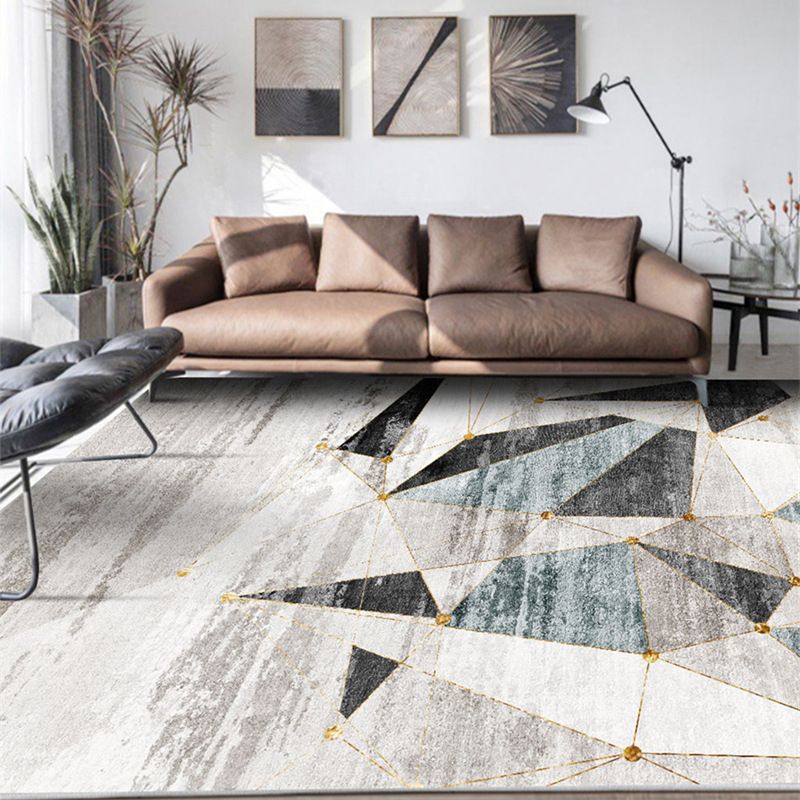 Contemporary Geometric Pattern Carpet Polyester Indoor Rug Pet Friendly Area Rug for Home Decoration