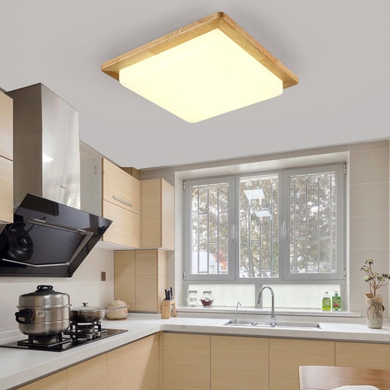 Luz de techo de montaje de madera contemporánea con sombra acrílica para sala de estar