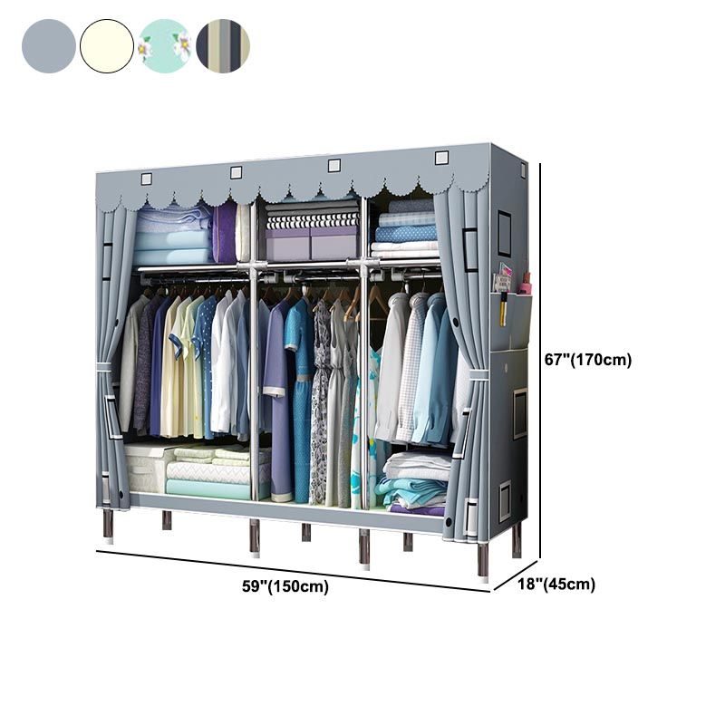 Contemporary Style Wardrobe Armoire Wood Armoire with Clothes Rail for Bedroom
