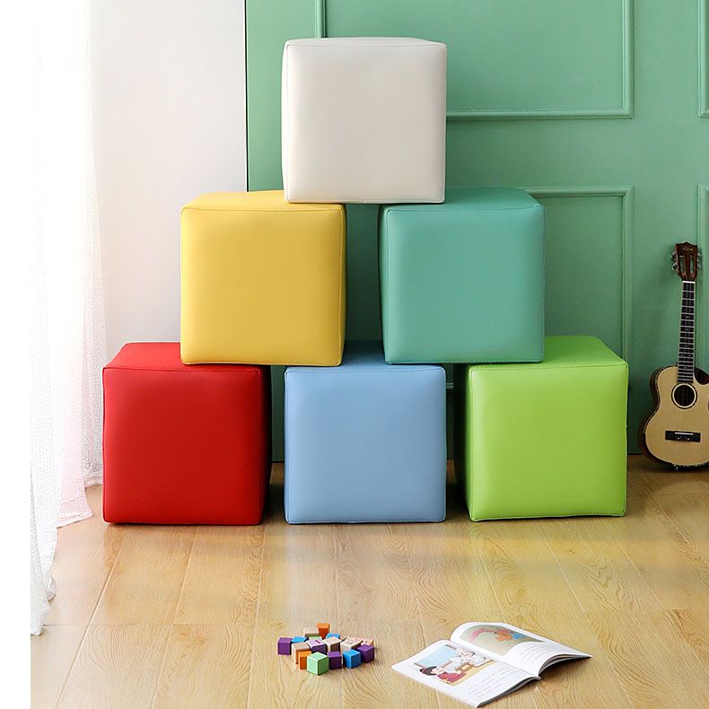 Modern Pure Color Cube Sqaure Faux Leather Cube for Living Room