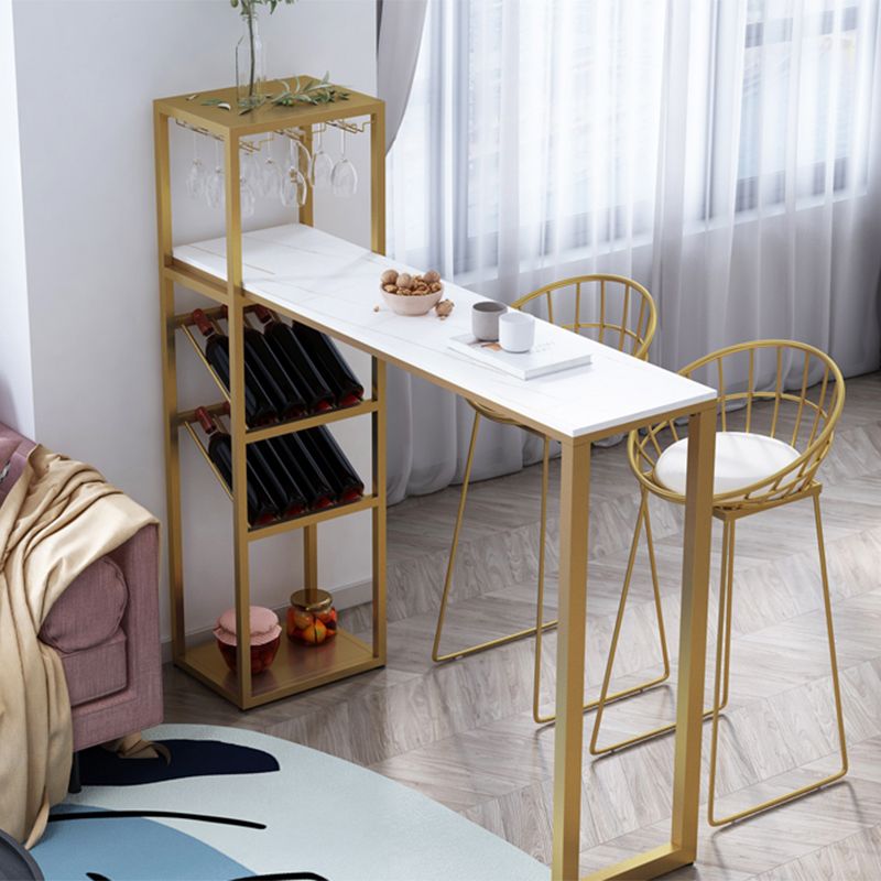 Modern Rectangle Bistro Bar Height Cocktail Table Marble Sled Indoor Bar Table