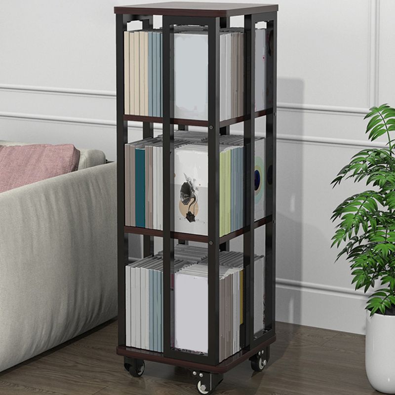 Contemporary Standard Shelf Metal Shelf Bookcase with Casters