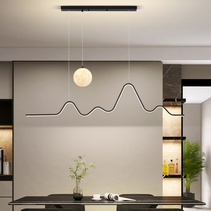 2-Lights Black/Golden/White Island Lighting Modern Statement Ceiling Light for Dining Room