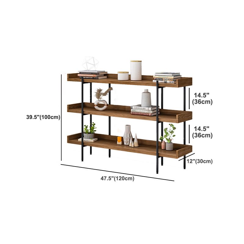 Metal Bookcase Industrial Book Shelf with Wood Rectangular Shelves