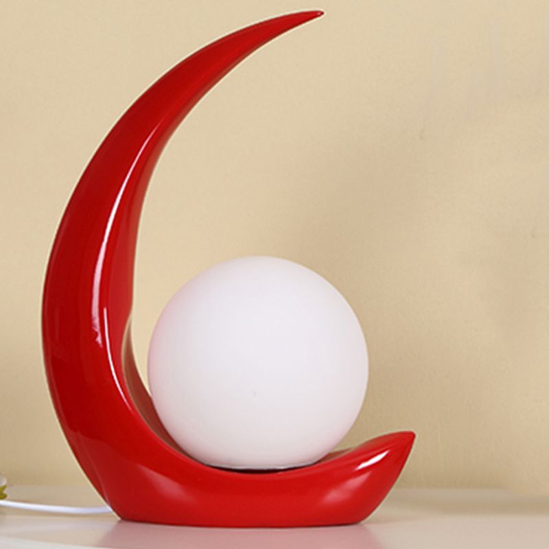 Lampada da tavolo ultramoderna Simplicity Moon Lampada da comodino in vetro bianco per camera da letto