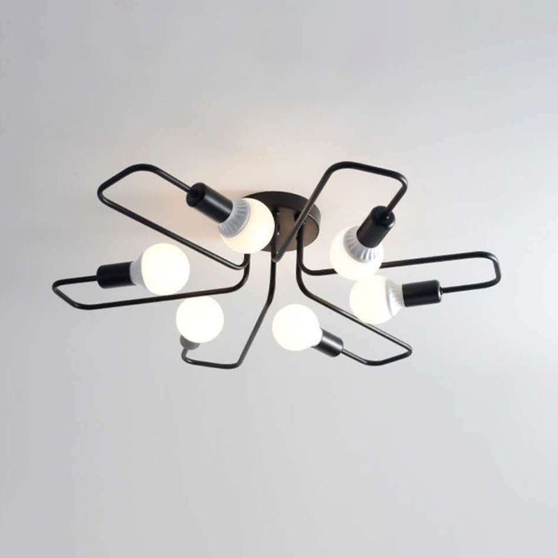 Plafondlamp in industriële stijl, metaal, multikop, inbouwlamp voor woonkamer