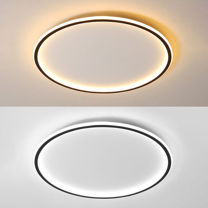 Runde Unterputz-Beleuchtung, minimalistische LED-Deckenleuchte aus Aluminium in Schwarz und Weiß