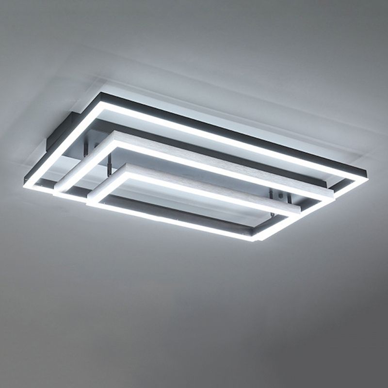 Contemporary Rectangle Flush Light Fixture Metal Flushmount Lighting for Living Room