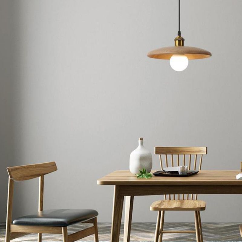 Sala da pranzo a forma di piattino in legno in legno di illuminazione 1 lampadina minimalista sospesa