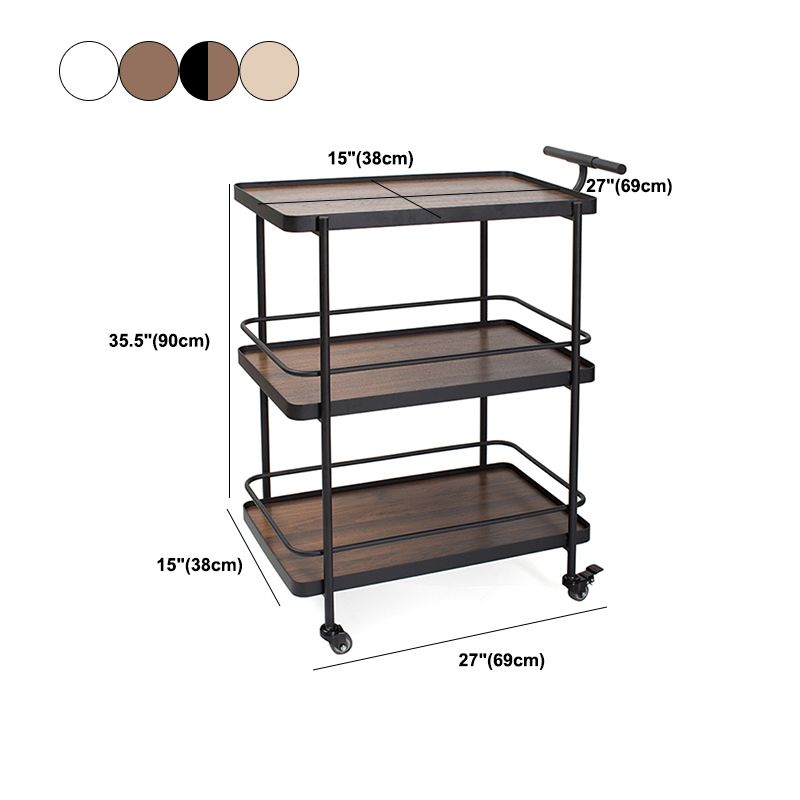 Modern 35.43"H Rolling Kitchen Cart Metal Rectangular Kitchen Island Cart