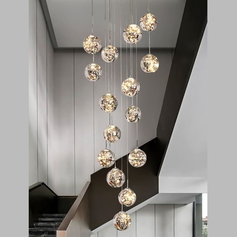 Modern Cascade Pendant Pure Glass Light Foyer Light Indoor Lighting