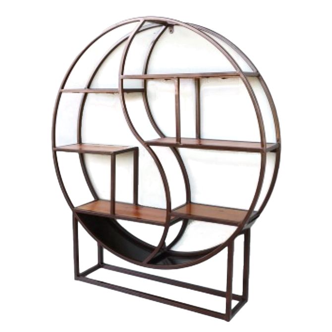 Wall Mounted Metal Shelf Bookcase Study Room Open Book Shelf with Shelves