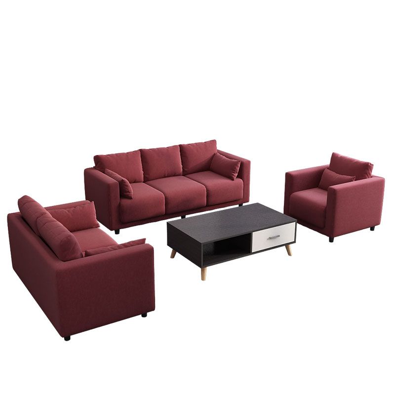 Loose Back Linen Square Arm Sofa with Slipcovered for Living Room and Apartment