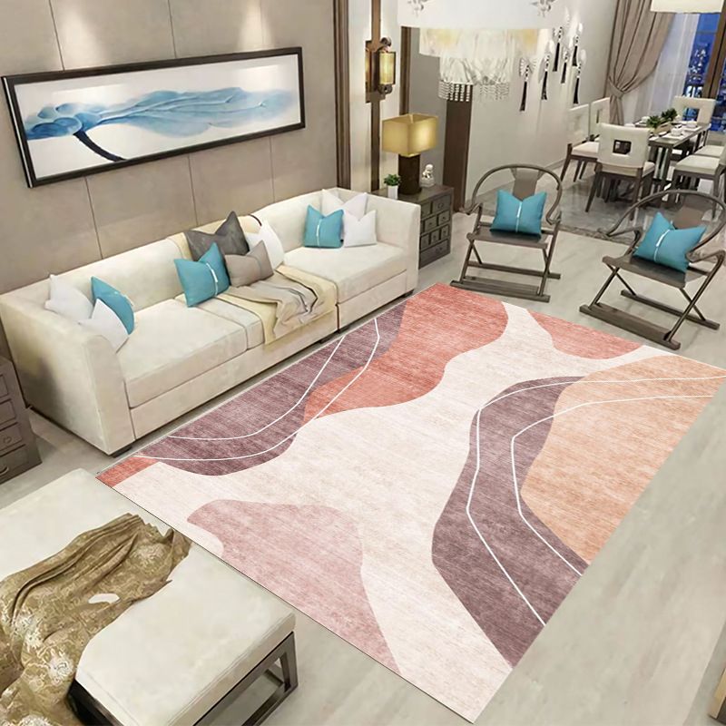 Orange Casual Carpet Polyester Circle Carpet Non-Slip Backing Carpet for Drawing Room