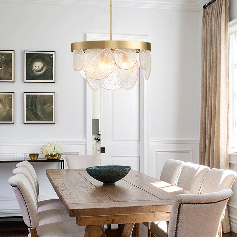 Modern Style Chandelier Light Fixture Round Shape Clear Glass Hanging Light