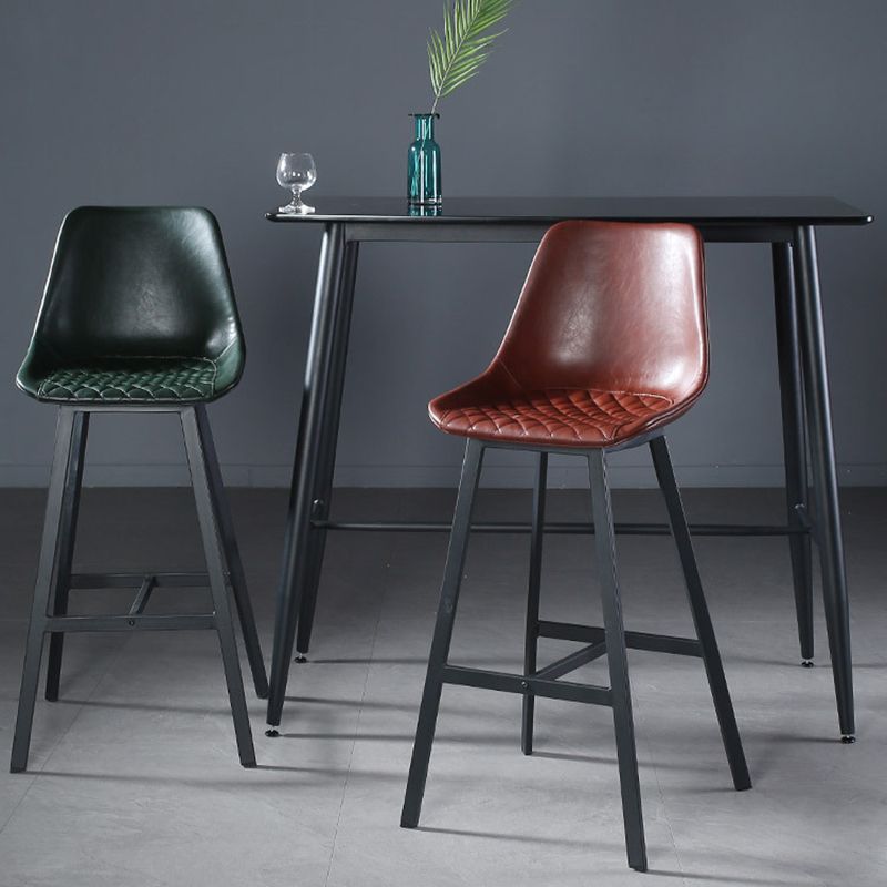 Modern PU Leather Bar-stool Bucket Seat Counter Bar Stool with Metal Legs