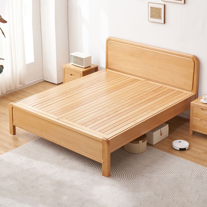 Contemporary Wood Standard Bed, Rectangular Panel Headboard Bed