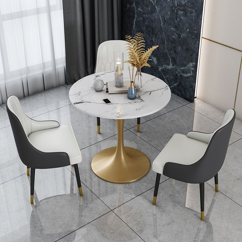 Modern Stone Dining Set 1/4/5 Pieces Round Dining Table Set with Padded Chairs