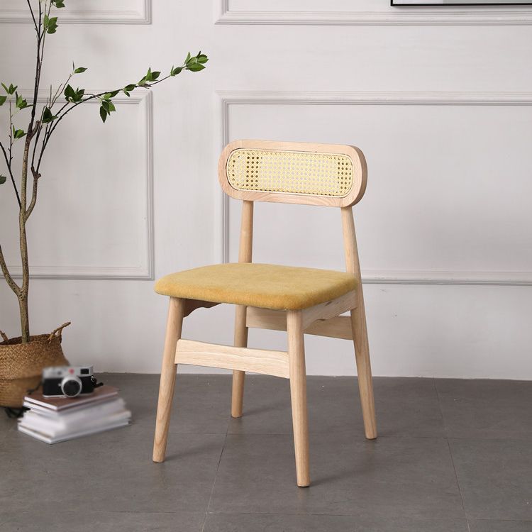Silla de comedor de madera de caucho maciza moderna, sillas de comedor de cocina con respaldo abierto