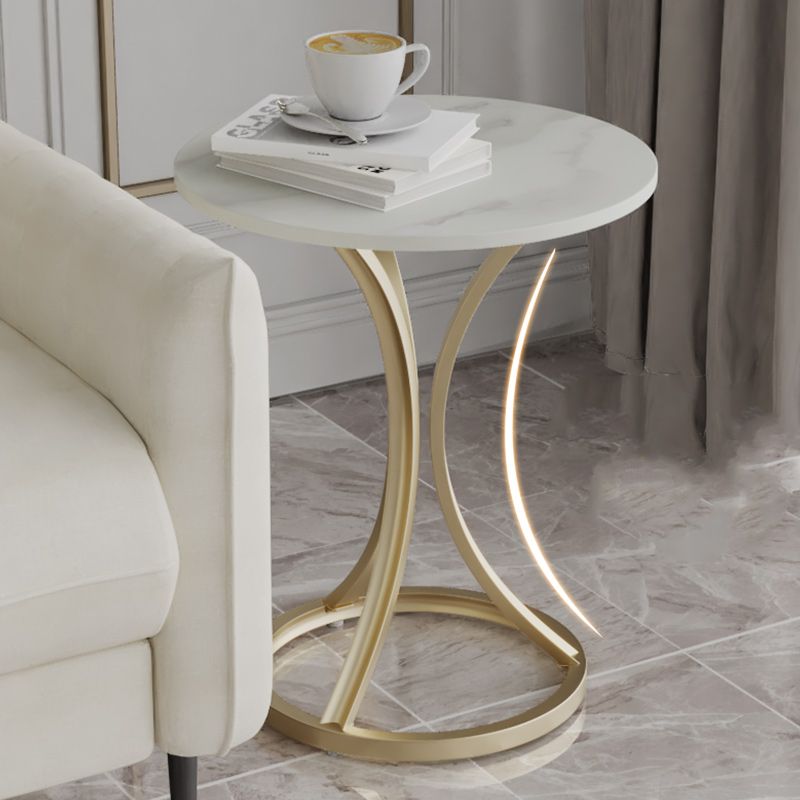 Glam Metal Side End Table Pedestal Round Sofa Side Accent Table