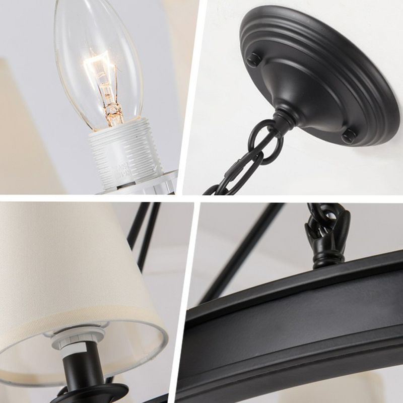 Tapered Ceiling Suspension Lamp Simplicity Fabric Chandelier Lighting for Living Room