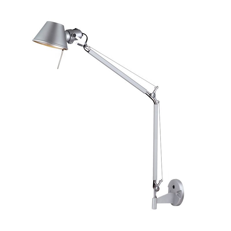 Modern Wall Sconce Cone Shape Wall Light with Metal Shade in Silver for Living Room