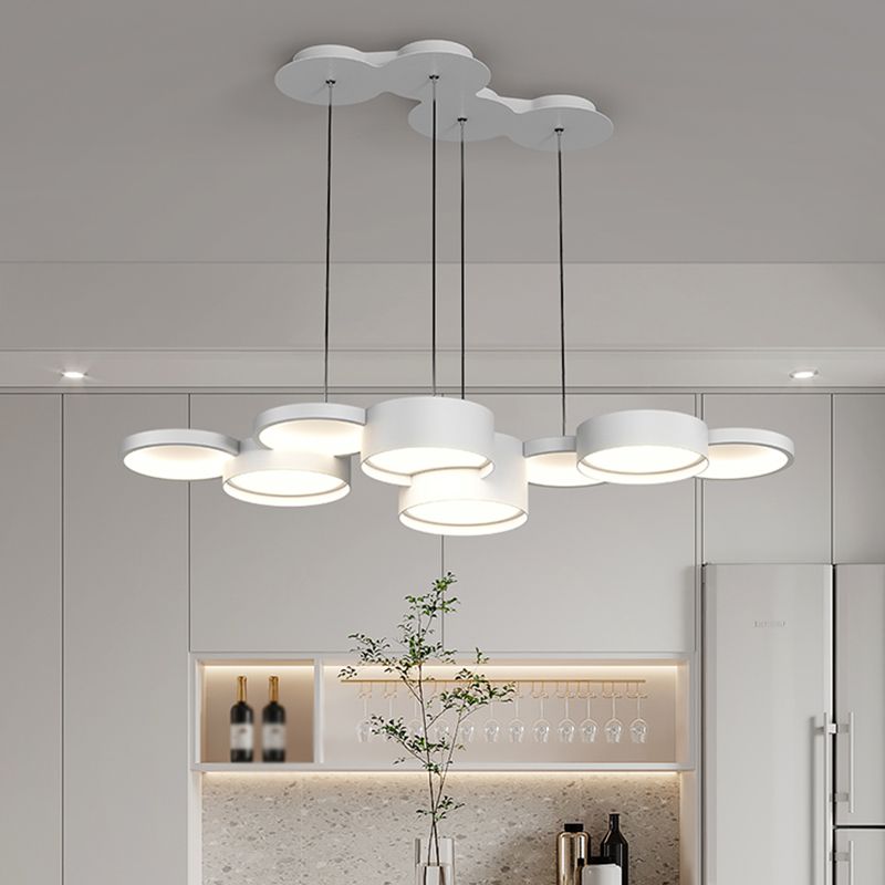 White Island Lamp Modern LED Island Hanging Light with Acrylic Shade for Bedroom