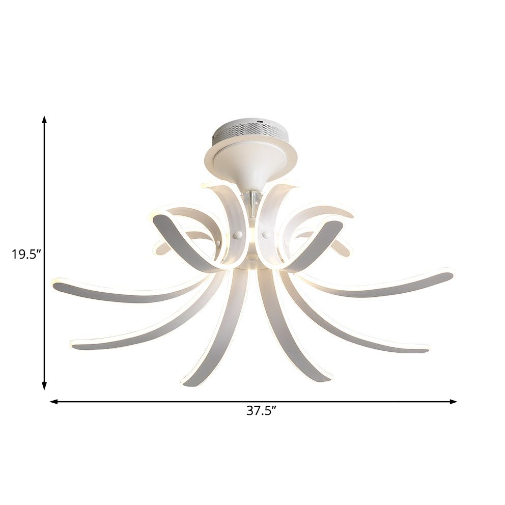 Spring acrylique semi à chasse d'éclairage Multi Lights modernes LED Blanc Semi Flush Plafond Light en blanc / lumière chaude