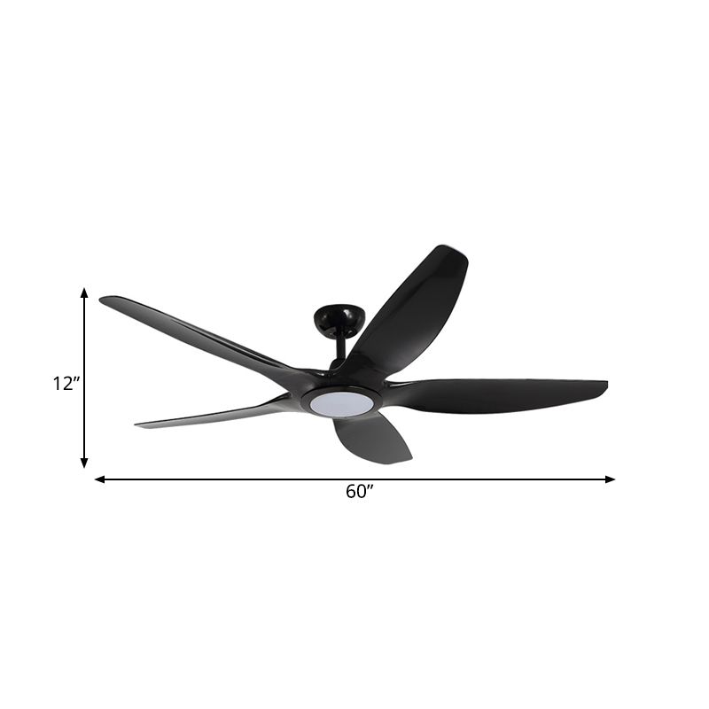 LED 5 Blades Halbflush -Beleuchtung modernistischer schwarzer Finish -Metall Deckenventilator Lampe für Schlafzimmer, 60 "W.
