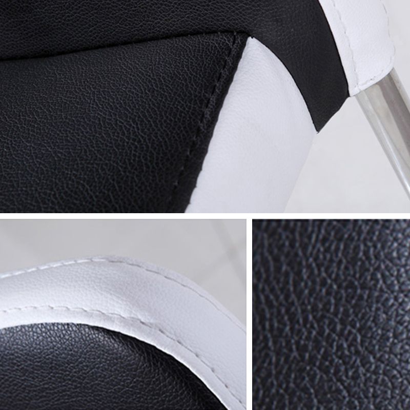 Chaise d'appoint contemporaine en cuir à dossier solide, chaises de salle à manger empilables noires et blanches