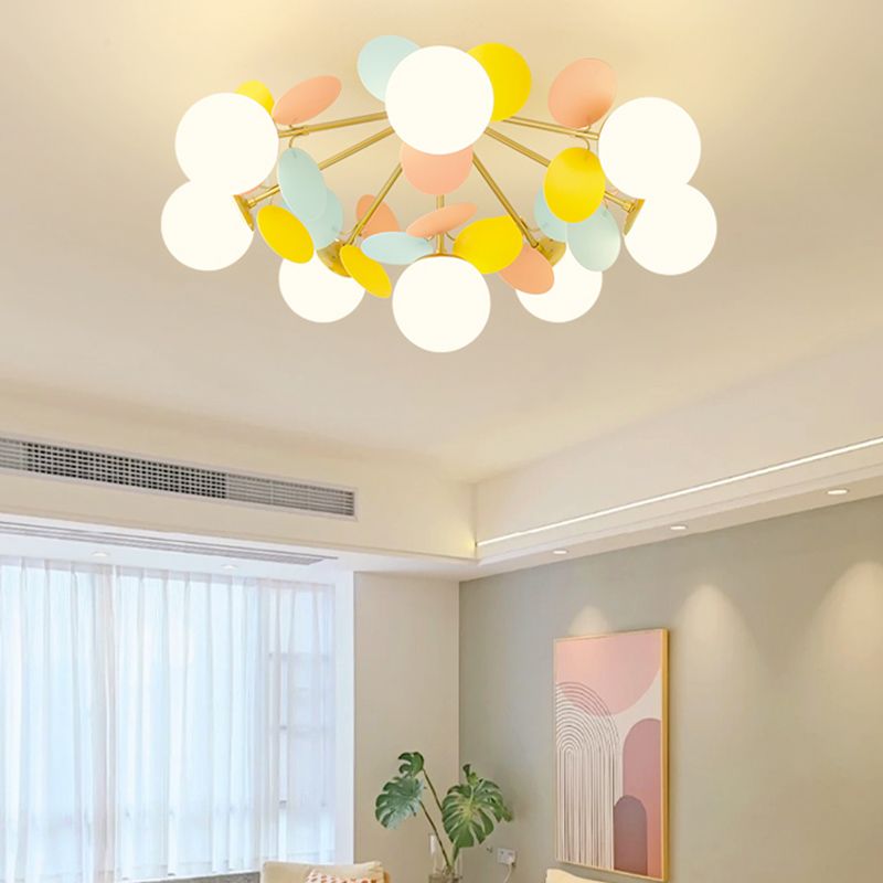 Modern Simple Ball Shape Ceiling Light with Glass Shade for Living Room