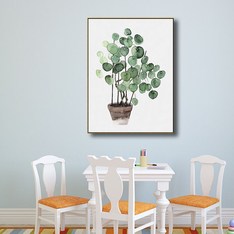 Bonsai Wall Art Decor Nordic Enchanting Botanical Canvas Print in Green for Bedroom