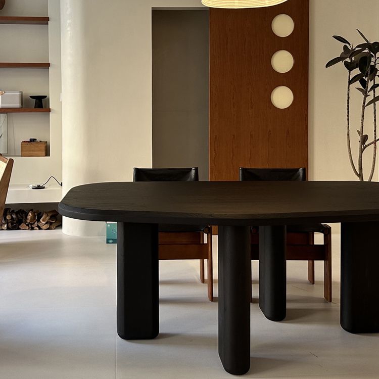 Oak Solid Wood Dining Table Tripod Base Dining Table for Dining Room
