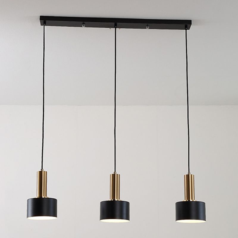 7.87" H 3-Light Modern Cluster Cylinder Kitchen Island Ceiling Light Metal Hanging Light