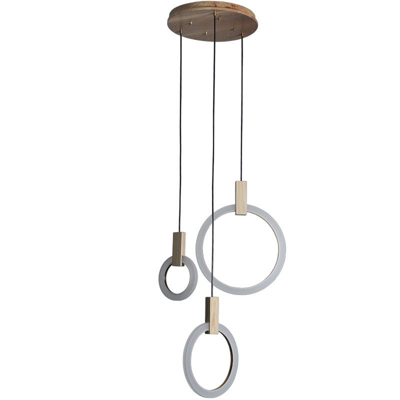 Duplex LED Multiple Hanging Light Simple Style Brass Ceiling Light with Ring Acrylic Shade