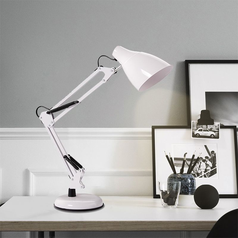 Black/White Multi-Joint Task Desk Lamp with Cone Shade Modern Style 1 Light Metallic Task Lighting for Study Room