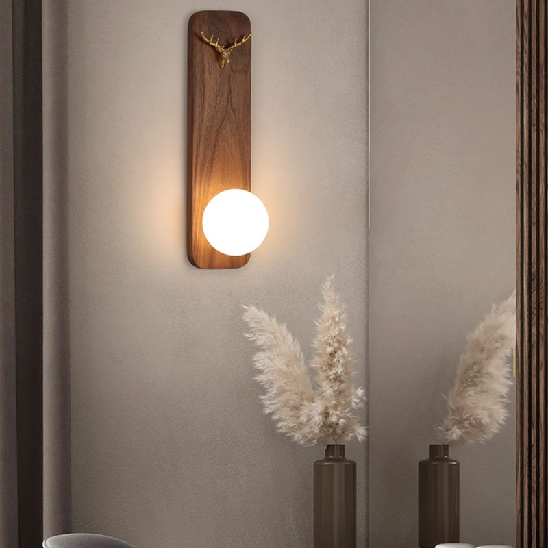 Contemporary 1 Head Wall Sconce White Glass Wall Mounted Light for Reading Room